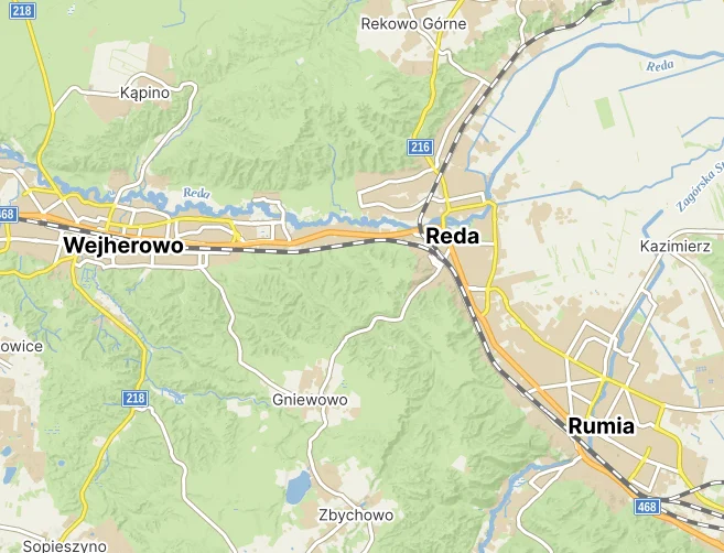 Mapa Redy i okolic